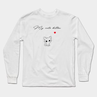 My cute kitten, red heart Long Sleeve T-Shirt